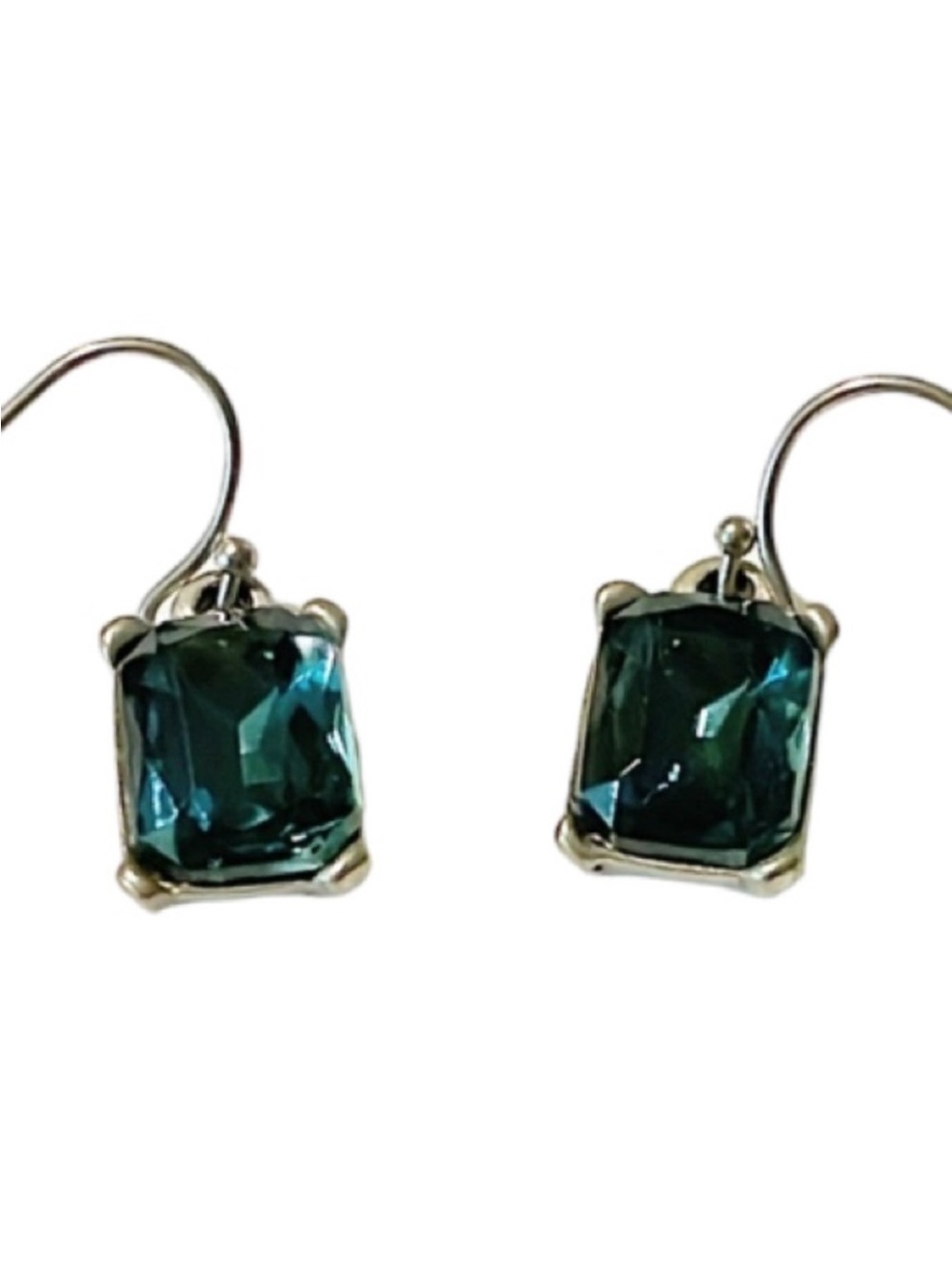 Silver blue stone beaded drop earrings